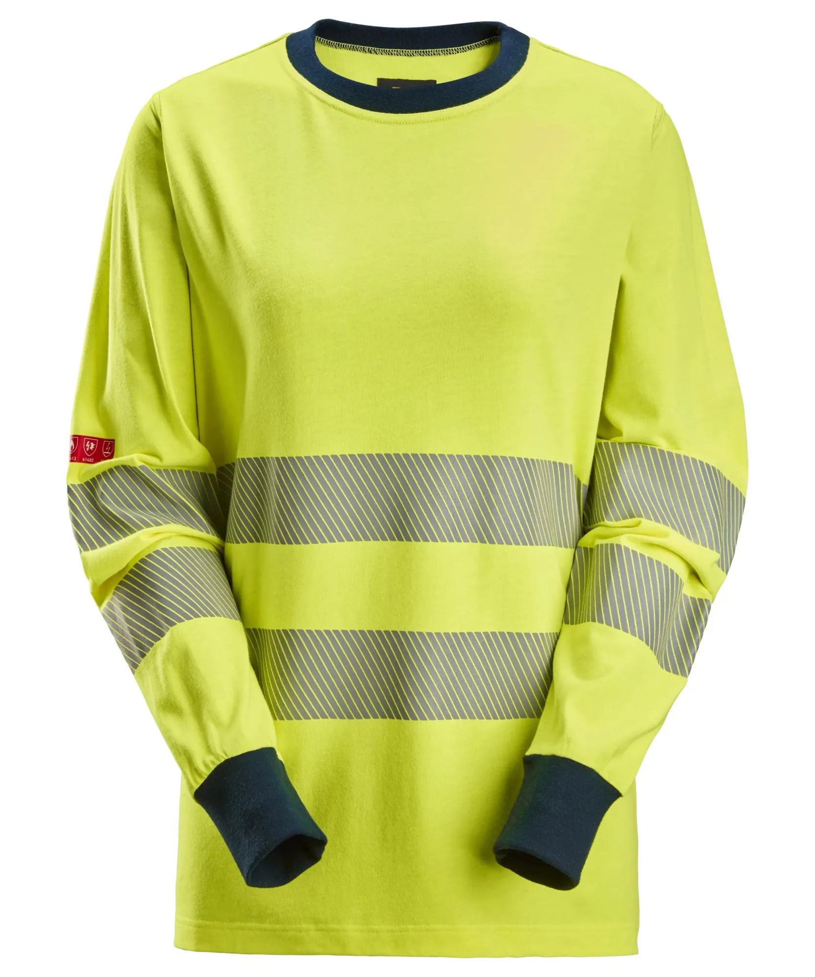 Snickers 2476 ProtecWork Women's Long Sleeve T-shirt High-Vis Class 3/2 in High Visibility Yellow/Navy