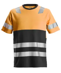 Snickers 2534 High-Vis Class 1 T-Shirt in High Visibility Orange/Black