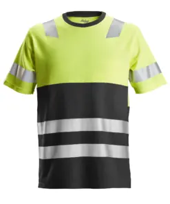 Snickers 2534 High-Vis Class 1 T-Shirt in High Visibility Yellow/Black