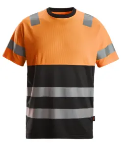 Snickers 2535 High-Vis Class 1 T-Shirt in Black/High Visibility Orange