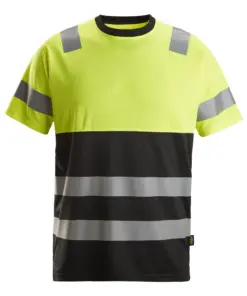 Snickers 2535 High-Vis Class 1 T-Shirt in Black/High Visibility Yellow