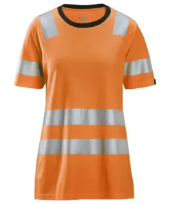 Snickers 2537 High-Vis Class 2 Women's T-Shirt in High Visibility Orange