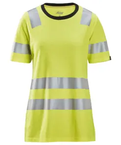 Snickers 2537 High-Vis Class 2 Women's T-Shirt in High Visibility Yellow
