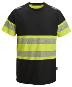 Snickers 2538 High-Vis Class 1 T-Shirt in Black/High Visibility Yellow