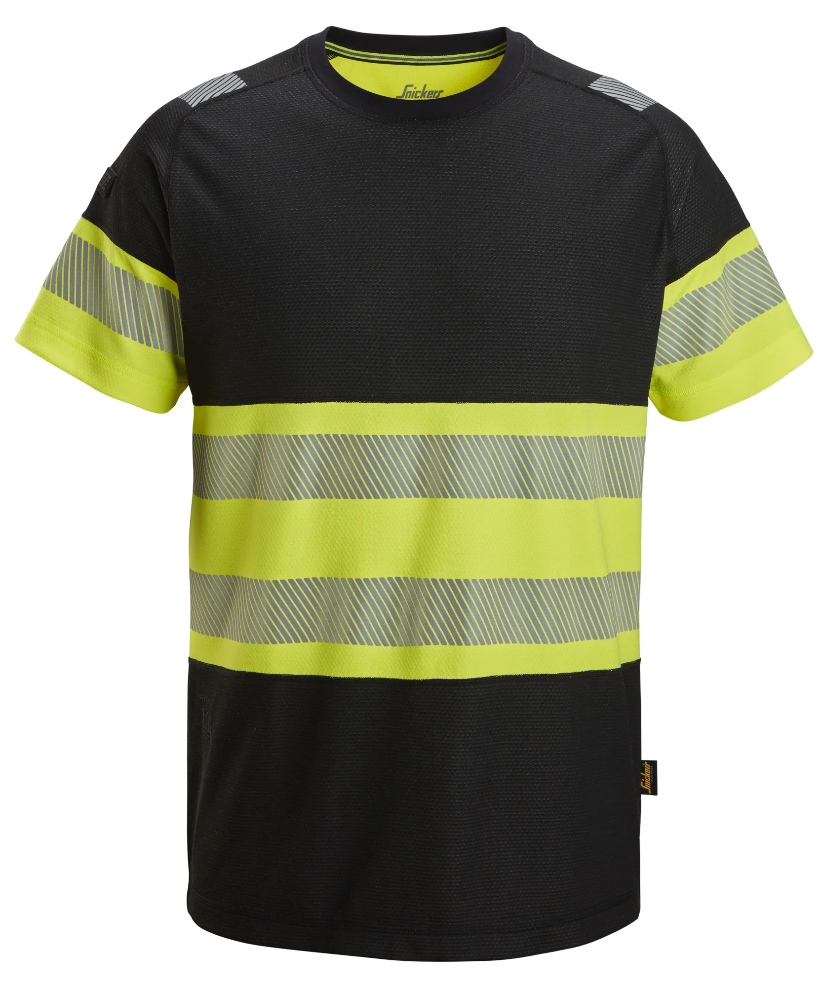 Snickers 2538 High-Vis Class 1 T-Shirt in Black/High Visibility Yellow