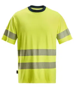 Snickers 2562 ProtecWork Short Sleeve T-Shirt High-Vis Class 3/2 in High Visibility Yellow/Navy