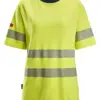 Snickers 2567 ProtecWork Women's Short Sleeve T-Shirt High-Vis Class 2 in High Visibility Yellow/Navy