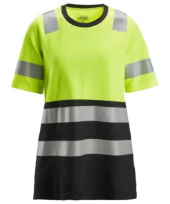 Snickers 2573 High-Vis Class 1 Women's T-Shirt in High Visibility Yellow/Black