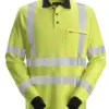 Snickers 2661 ProtecWork Long Sleeve Polo Shirt High-Vis Class 3 in High Visibility Yellow/Navy