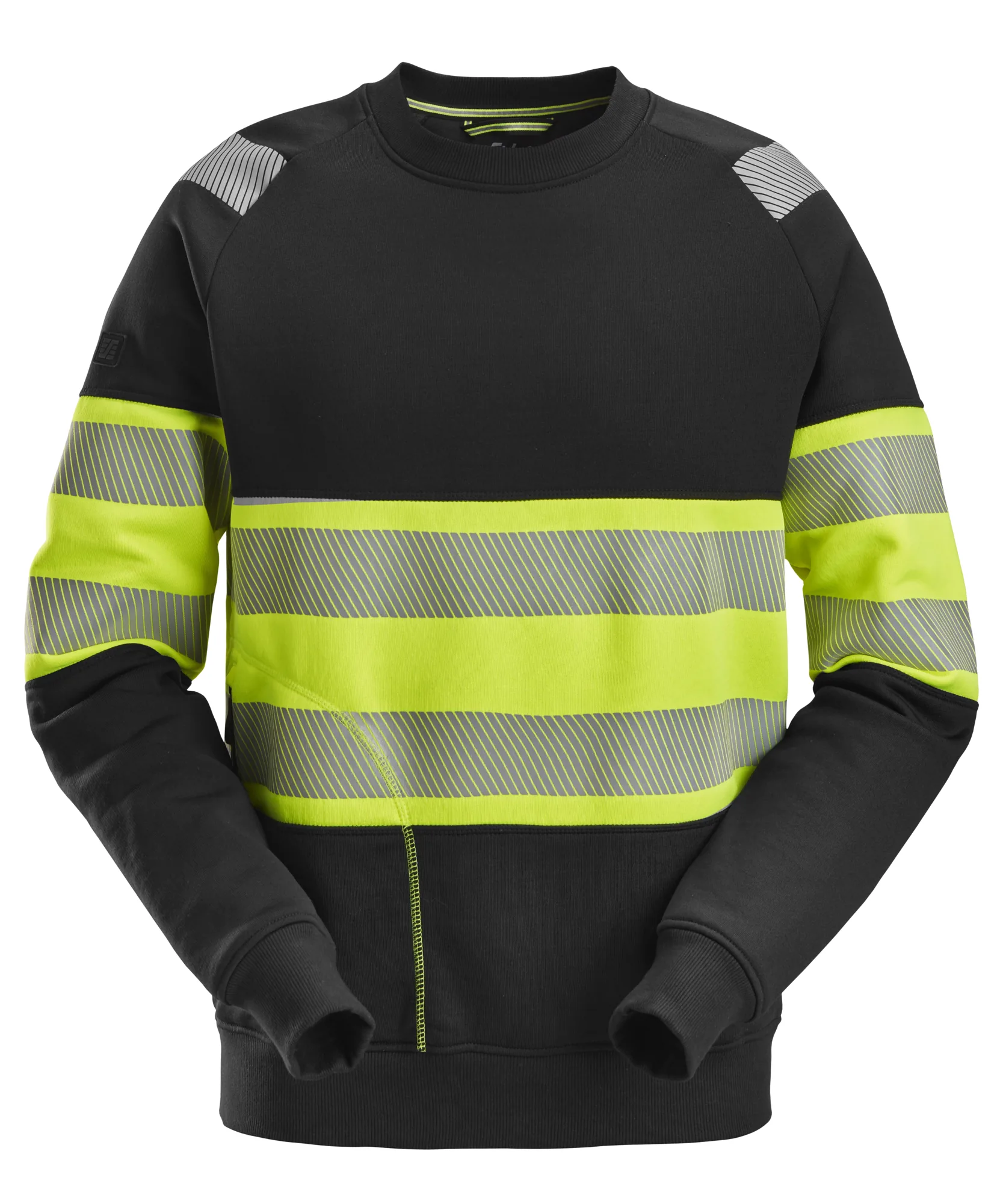 Snickers 2830 High-Vis Class 1 Sweatshirt in Black/High Visibility Yellow