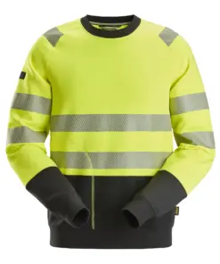 Snickers 2831 High-Vis Class 2 Sweatshirt in High Visibility Yellow/Black