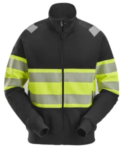 Snickers 2834 High-Vis Class 1 Full Zip Jacket in Black/High Visibility Yellow