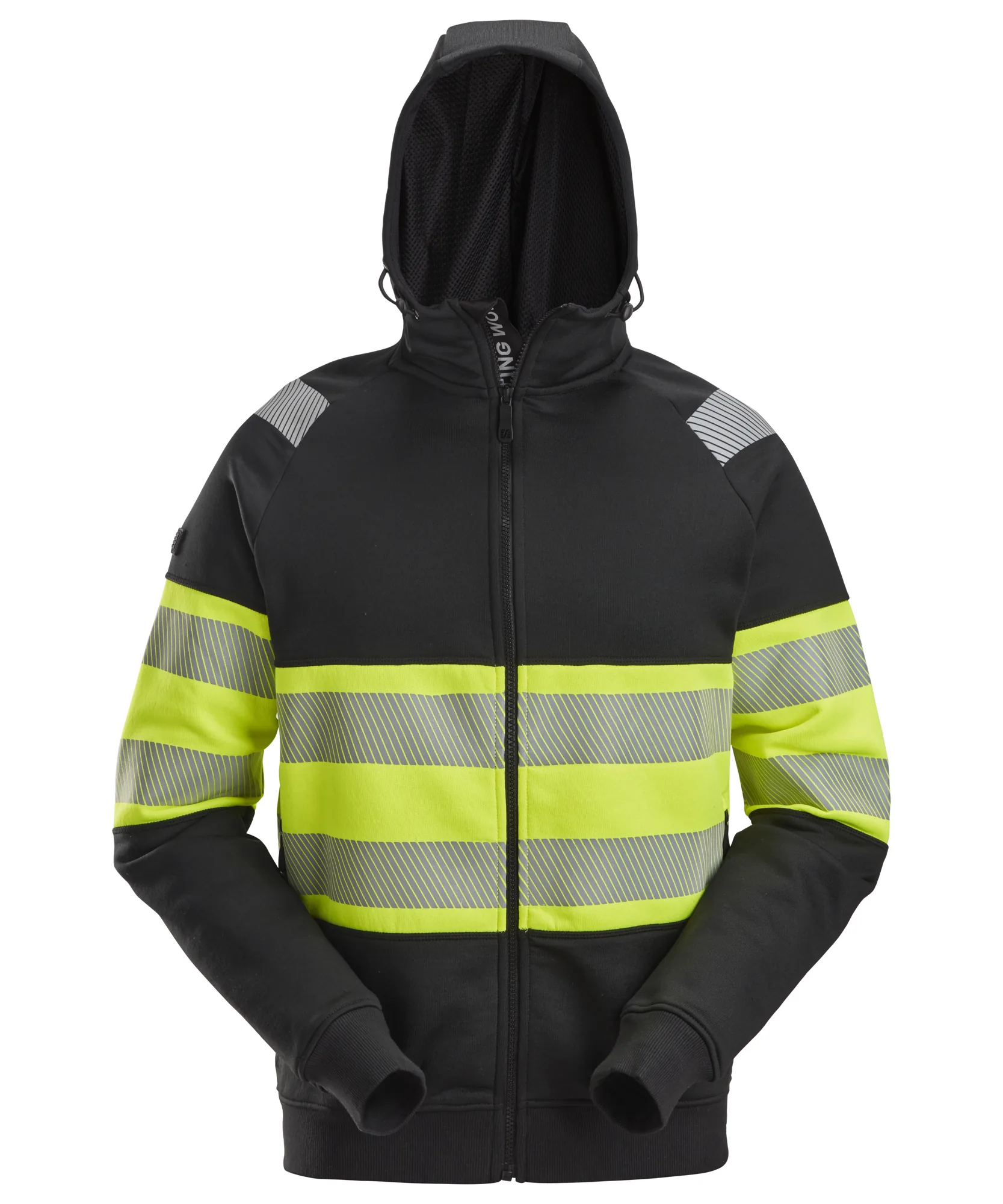 Snickers 2838 High-Vis Class 1 Full Zip Hoodie in Black/High Visibility Yellow