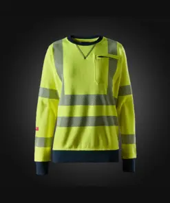 Snickers 2876 ProtecWork Women's Sweatshirt High-Vis Class 3/2 in High Visibility Yellow/Navy