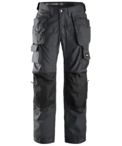 Snickers 3223 Floorlayer Holster Pockets Trousers Rip-Stop in Steel Grey/Black