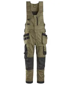 Snickers 6012 AllroundWork Stretch One-piece Trousers Holster Pockets in Khaki Green/Black