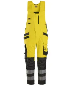 Snickers 6013 High-Vis Class 2 One-piece Trousers Holster Pockets in High Visibility Yellow/Black