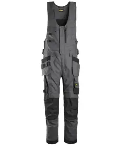 Snickers 6014 AllroundWork Canvas Stretch One-piece Trousers Holster Pockets in Steel Grey/Black