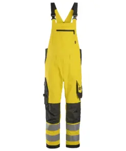 Snickers 6043 High-Vis Class 2 Bib & Brace Trousers in High Visibility Yellow/Black