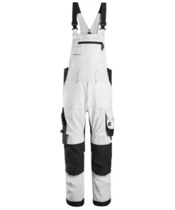 Snickers 6051 AllroundWork Stretch Bib & Brace Trousers in White/Black