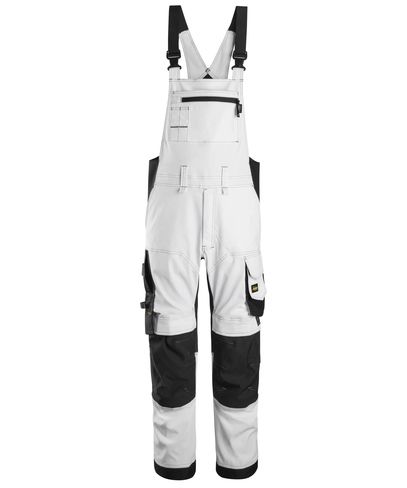 Snickers 6051 AllroundWork Stretch Bib & Brace Trousers in White/Black