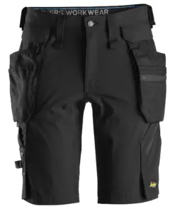 Snickers 6108 LiteWork Shorts+ Detachable Holster Pockets in Black/Black