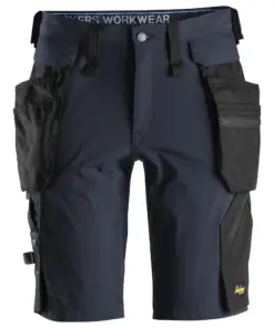 Snickers 6108 LiteWork Shorts+ Detachable Holster Pockets in Navy/Black