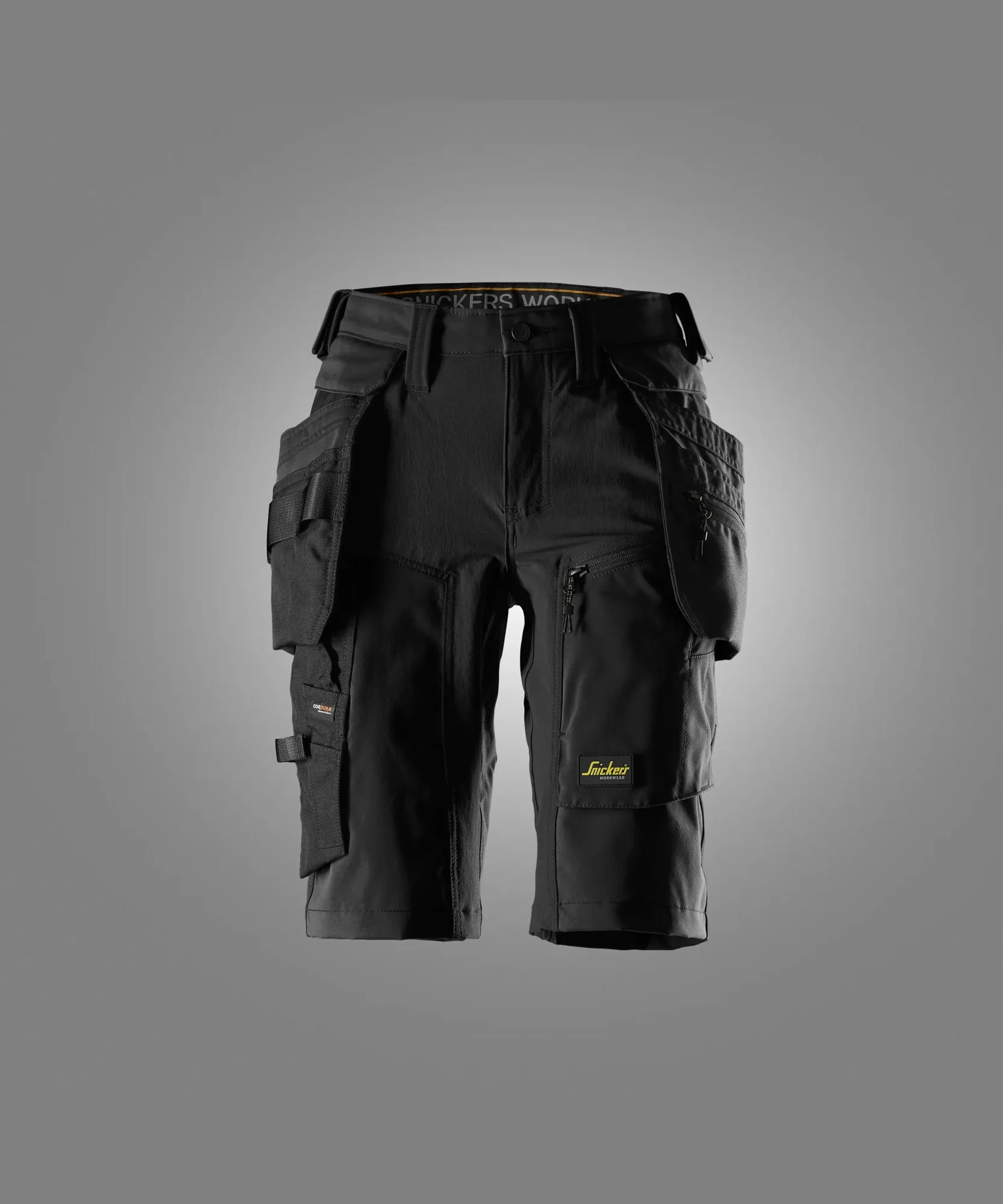 Snickers 6117 AllroundWork Women's Stretch Shorts Holster Pockets in Black/Black