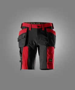 Snickers 6118 AllroundWork Stretch Shorts Holster Pockets in Chili Red/Black