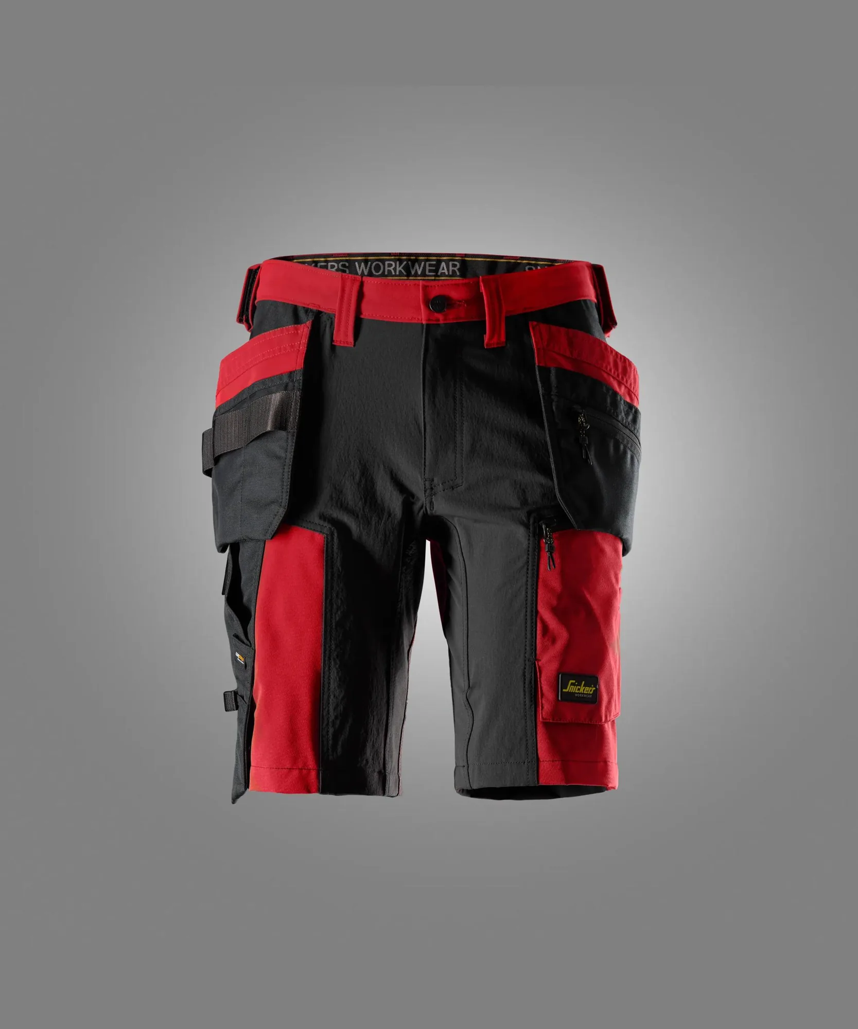 Snickers 6118 AllroundWork Stretch Shorts Holster Pockets in Chili Red/Black