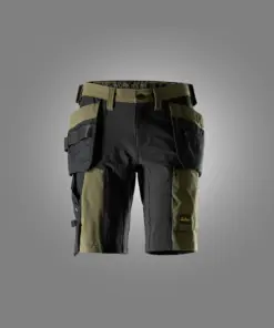 Snickers 6118 AllroundWork Stretch Shorts Holster Pockets in Khaki Green/Black
