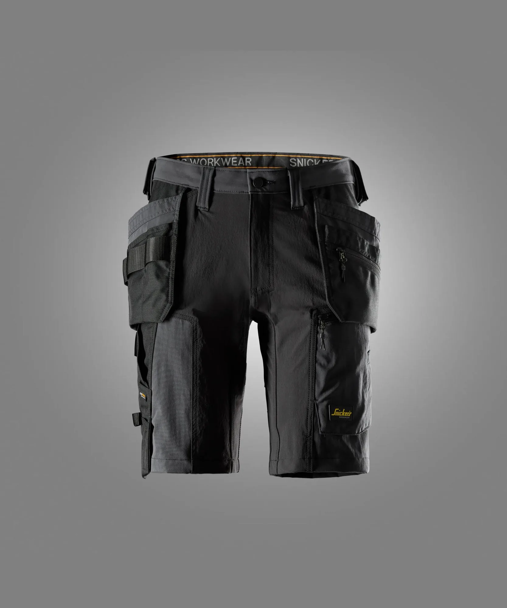 Snickers 6118 AllroundWork Stretch Shorts Holster Pockets in Steel Grey/Black