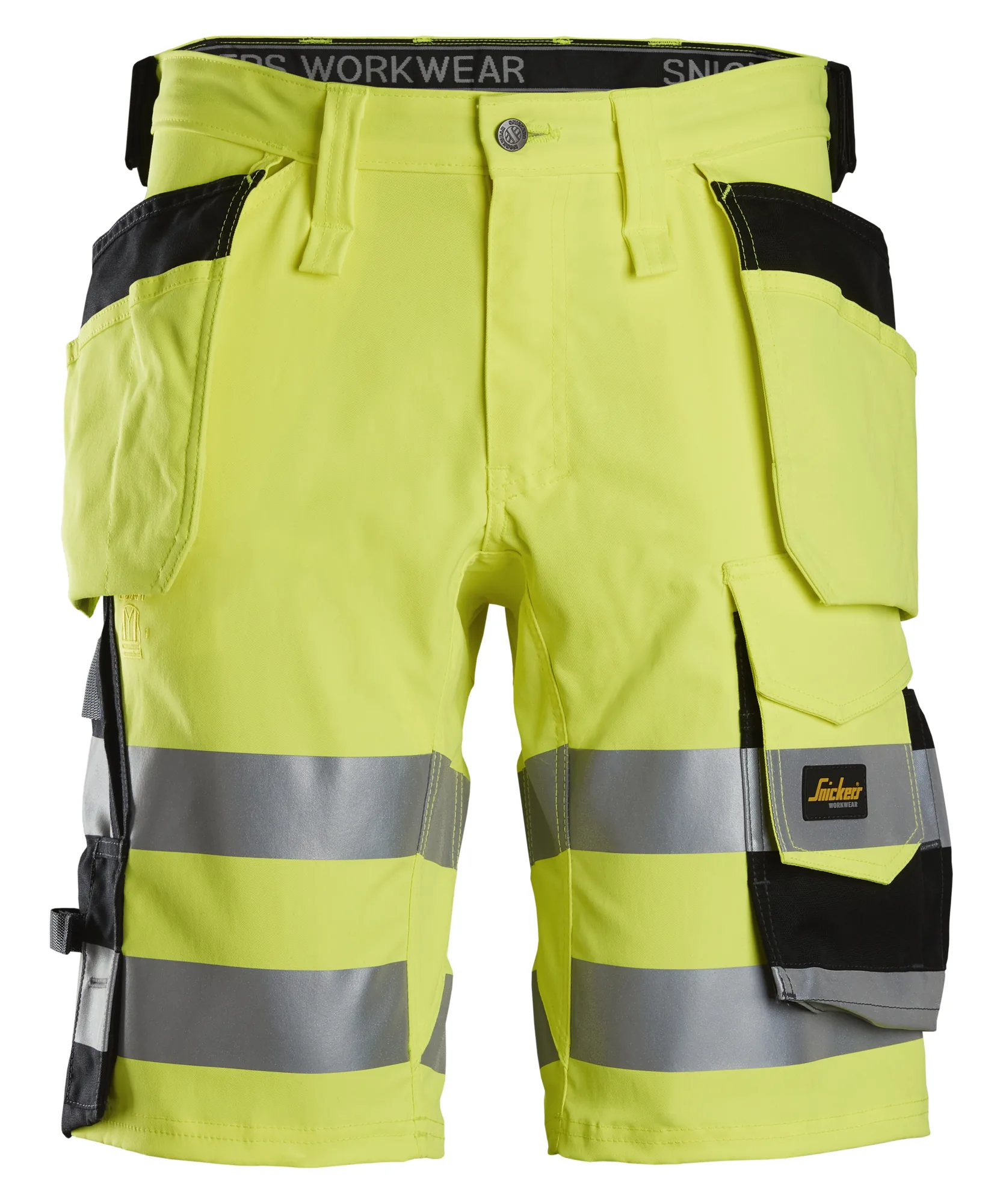 Snickers 6135 High-Vis Class 1 Stretch Shorts Holster Pockets in High Visibility Yellow/Black