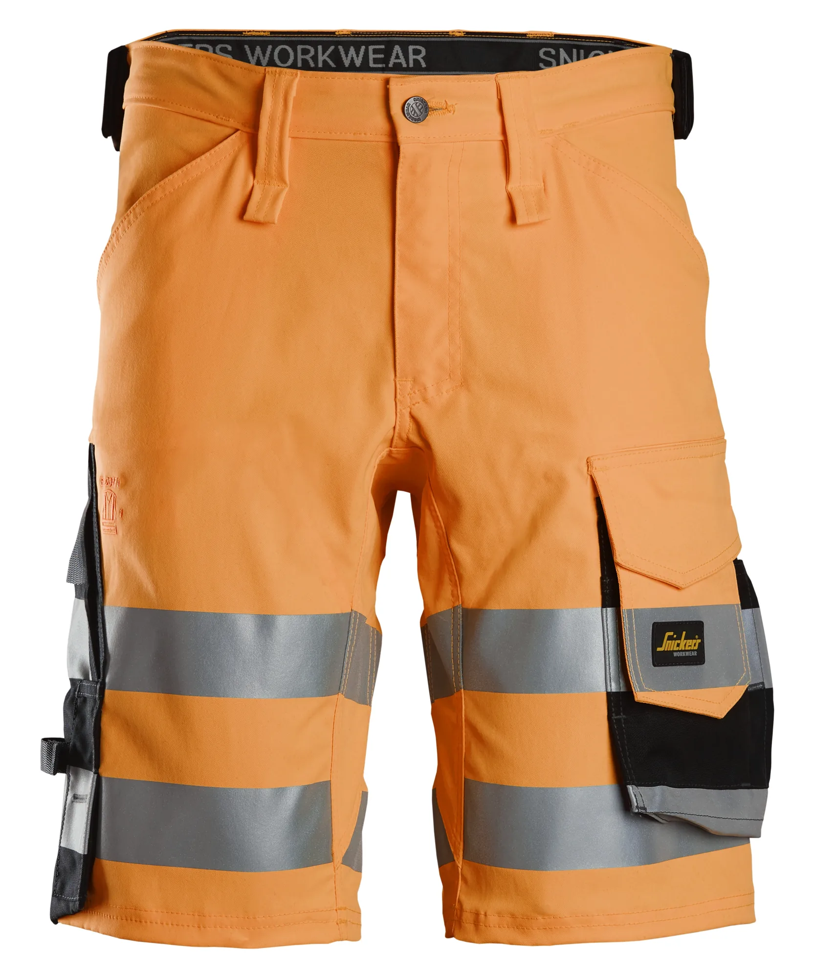 Snickers 6136 High-Vis Class 1 Stretch Shorts in High Visibility Orange/Black