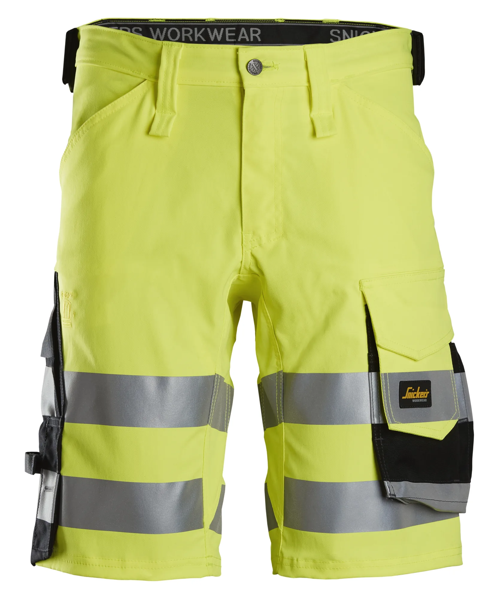 Snickers 6136 High-Vis Class 1 Stretch Shorts in High Visibility Yellow/Black