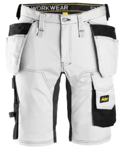 Snickers 6141 AllroundWork Stretch Shorts Holster Pockets in White/Black