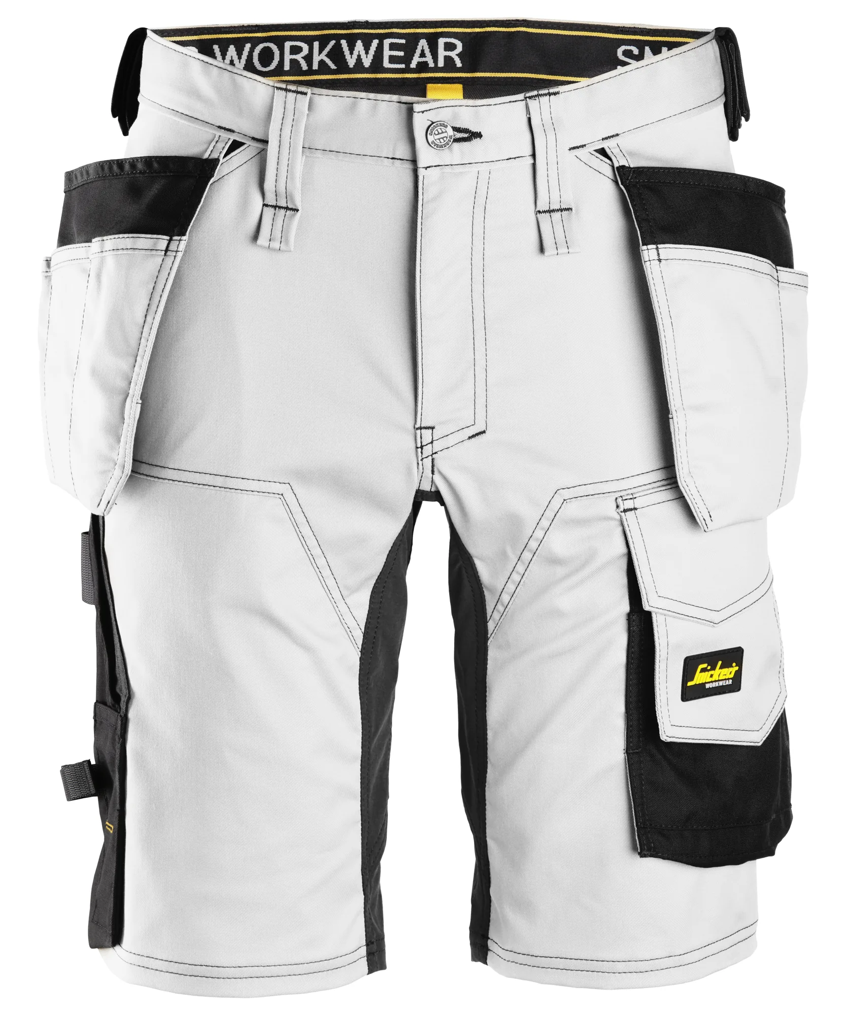 Snickers 6141 AllroundWork Stretch Shorts Holster Pockets in White/Black