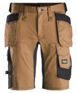 Snickers 6141 AllroundWork Stretch Shorts Holster Pockets in Brown/Black
