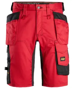 Snickers 6141 AllroundWork Stretch Shorts Holster Pockets in Chili Red/Black