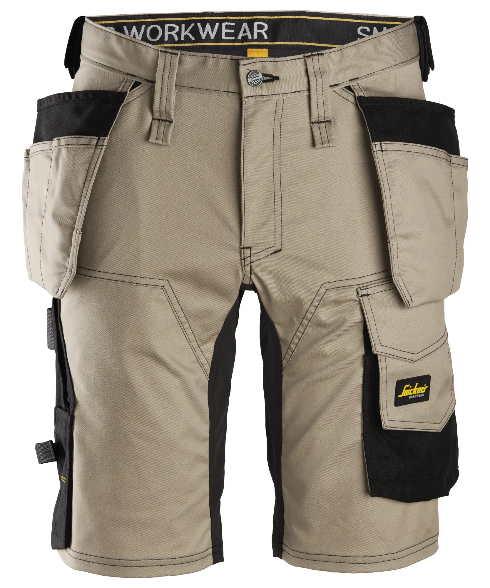 Snickers 6141 AllroundWork Stretch Shorts Holster Pockets in Khaki/Black