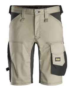 Snickers 6143 AllroundWork Stretch Shorts in Khaki/Black
