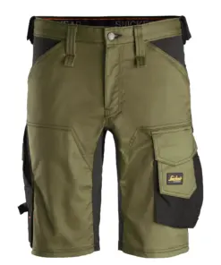 Snickers 6143 AllroundWork Stretch Shorts in Khaki Green/Black