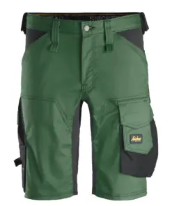 Snickers 6143 AllroundWork Stretch Shorts in Forest Green/Black