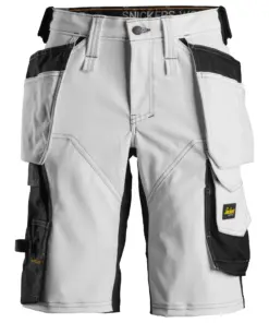 Snickers 6147 AllroundWork Women's Stretch Shorts Holster Pockets in White/Black