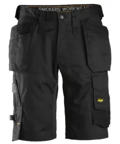 Snickers 6151 AllroundWork Stretch Loose Fit Work Shorts Holster Pockets in Black/Black