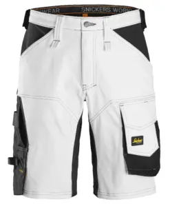Snickers 6153 AllroundWork Stretch Loose Fit Work Shorts in White/Black