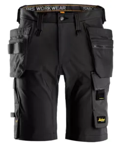 Snickers 6175 AllroundWork 4-Way Stretch Shorts Holster Pockets in Black/Black