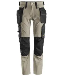 Snickers 6208 LiteWork Trousers+ Detachable Holster Pockets in Khaki/Black
