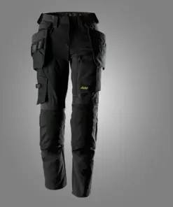 Snickers 6217 AllroundWork Women’s Stretch Trousers Detachable Holster Pockets in Black/Black