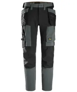 Snickers 6218 AllroundWork Stretch Trousers Holster Pockets in Steel Grey/Black